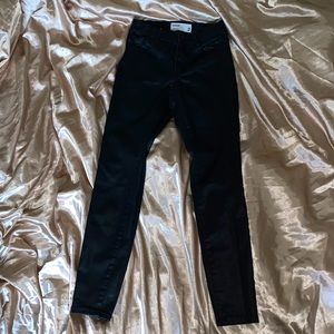 Garage coated skinny jeans , size 0, black